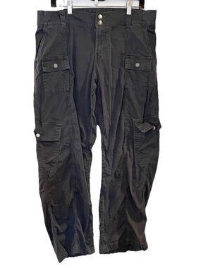 Hollister Cargo Pants Women L Charcoal Gray Low-Rise Wide Leg Baggy Utility